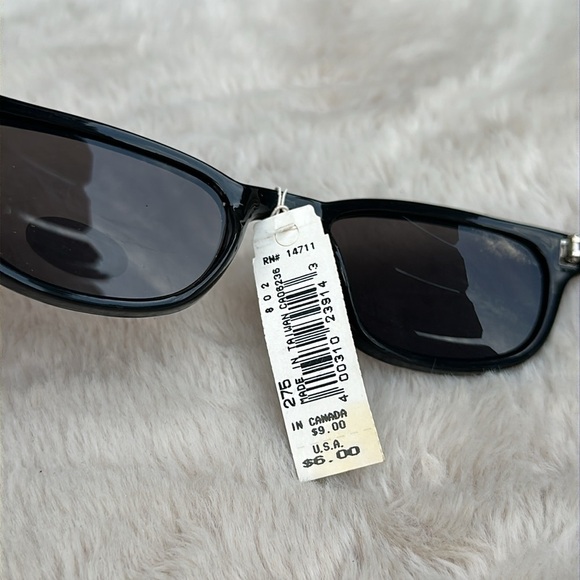 Vintage Dead Stock After Thoughts Black Rectangular Sunglasses - Picture 4 of 7